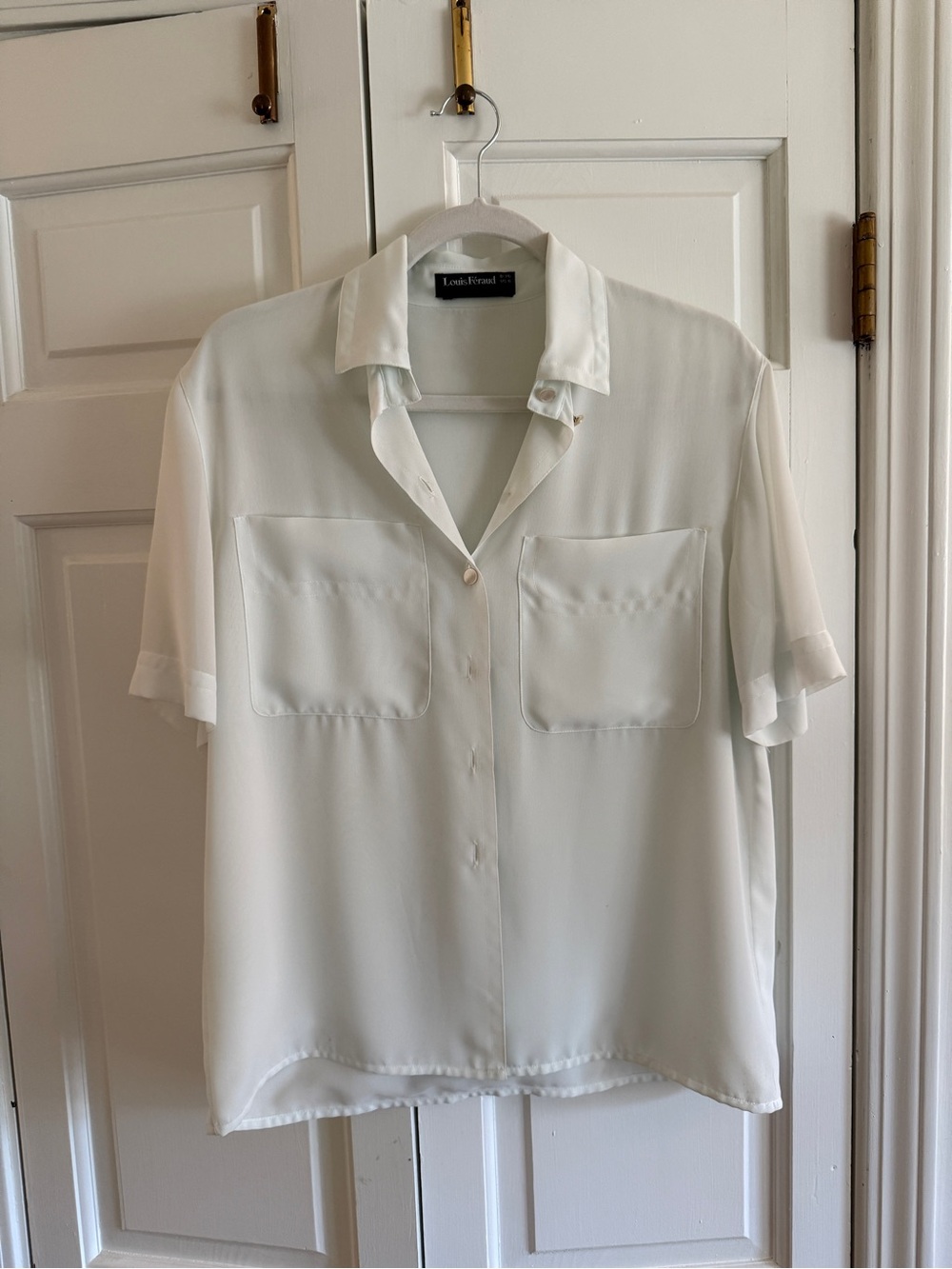 Louis Feraud Cream Short-Sleeve Button-Down Shirt